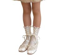 Zkydhbd Twisted Knitting Wool Socks Lace Up Stringy Selvedge Girls Piled Up Stockings Children Girls Early Fall Solid Versatile For Various Outfits