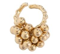 Zkydhbd Unique Metal Rings With Faux Pearls Exaggerated Irregular Adjustable Accessory For Women Party Daily Wear Statement Jewelry