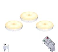 Zkydhbd USB Rechargeable Motion Puck Lights, Dimmable LED Step Light for Stairs and Cabinets with USB Rechargeable Battery