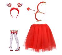 Zkydhbd Valentines Costume Heart Head Bopper Cupids Bows Arrows Tutus Skirt For Holiday Festival Party Cosplay Accessory Valentine Day Cupids Set