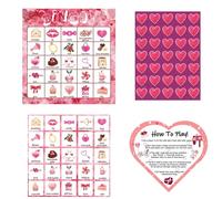 Zkydhbd Valentines Day Bingo Game Cards 24Players For Kids Party Card Games School Classroom Games Family Entertainment Activity Valentines Bingo Cards