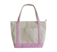 Zkydhbd Versatile Checkered Canvas Tote Bag Lightweight Design For Work Travel Gym Essentials Trendy Checkered Handbag For End Of Week Travels