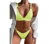 Zkydhbd Women Two Pieces Swimsuit Lady O-Ring String Bikinis Set Female Solid Color High Cut Bathing Suit For Vacations Women Solid Color Bathing Suit Ladies Two Pieces High Cut Swimsuit Beachwear