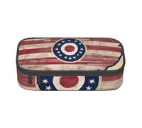 Zkyfll Abstract Ohio State Flag MAP 01 print Large Capacity Pencil Case Pouch Organizer Portable Bag Makeup Bag Cosmetic Bag