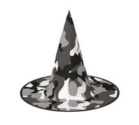 zkyfll ack Grey White Camo print Halloween headwear Halloween Decorations Witch Hat Wizard Hat Costume Accessory, Black, 3 PCS