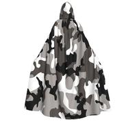 zkyfll ack Grey White Camo Print Large Women Men Adults Length Hooded Cloak Cape with Hooded Halloween Cosplay Costumes
