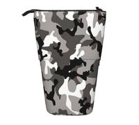 zkyfll ack Grey White Camo print Upright Pencil Case, Telescopic Pencil Holder, Cute Pencil Bag, Pencli Organizer