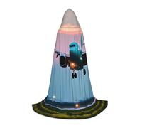 zkyfll Airplane in The Evening Lights Print Small size Hooded Cloak Halloween Costume,Halloween Cosplay Witch,Robe Cape