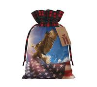 zkyfll American USA Flag Eagle Art print Christmas Drawstring Gift Bags Xmas Holiday Party Candy Presents bag,8.3 x 11.8 in