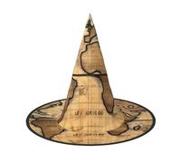 zkyfll Ancient Map World Globe print Halloween headwear Halloween Decorations Witch Hat Wizard Hat Costume Accessory