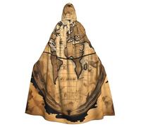 zkyfll Ancient Map World Globe Print Women Men Adults Length Hooded Cloak Cape with Hooded Halloween Cosplay Costumes