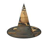 zkyfll Ancient World Globe print Halloween headwear Halloween Decorations Witch Hat Wizard Hat Costume Accessory, Black, 1
