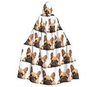 zkyfll Animal Dog French Bulldog Print Women Men Adults Length Hooded Cloak Cape with Hooded Halloween Cosplay Costumes
