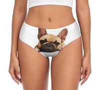 zkyfll Animal Dog French Bulldog print Women Underwear,Briefs for women Breathable Hipster Panty soft personalized Sexy, Black, S