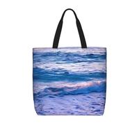 zkyfll Beach Sunset Ocean Waves print Tote Bag for Women Reusable Shopping Bag Large Beach Bag Travel Vacation Work