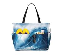 zkyfll Big Ocean Wave HD print Large Waterproof Beach Bag for Women Tote Bag for Travel Vacation fun Travel Bag
