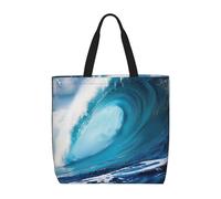 zkyfll Big Ocean Wave HD print Tote Bag for Women Reusable Shopping Bag Large Beach Bag Travel Vacation Work