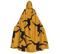 zkyfll Black Gibbon Monkey Print Large Women Men Adults Length Hooded Cloak Cape with Hooded Halloween Cosplay Costumes