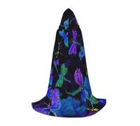 zkyfll Blue Dragonfly Print Small size Hooded Cloak Halloween Costume,Halloween Cosplay Witch,Robe Cape