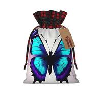zkyfll Blue Purple Butterfly print Christmas Drawstring Gifts Bags Color matching gifts bag birthdays gifts-wrapping