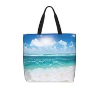 zkyfll Blue Sky Tropical Seascape print Tote Bag for Women Reusable Shopping Bag Large Beach Bag Travel Vacation Work