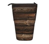 zkyfll Brown Wooden print Upright Pencil Case, Telescopic Pencil Holder, Cute Pencil Bag, Pencli Organizer