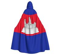 zkyfll Cambodia Flag Print Women Men Adults Length Hooded Cloak Cape with Hooded Halloween Cosplay Costumes