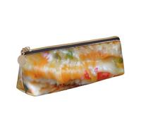 zkyfll Cheese Sandwiches print personalized Pencil Case Leather Pencil Pouch Stationery Organizer Makeup Bag
