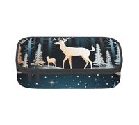 Zkyfll Christmas Tree Deer print Large Capacity Pencil Case Pouch Organizer Portable Bag Makeup Bag Cosmetic Bag