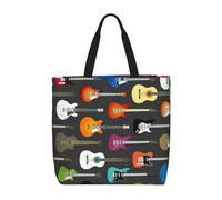 zkyfll Color Acoustic and Guitars print Tote Bag for Women Reusable Shopping Bag Large Beach Bag Travel Vacation Work