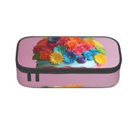 Zkyfll Colorful Cupcakes Rainbow Flower Cake print Large Capacity Pencil Case Pouch Organizer Portable Bag Makeup Bag Cosmetic Bag