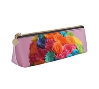 zkyfll Colorful Cupcakes Rainbow Flower Cake print personalized Pencil Case Leather Pencil Pouch Stationery Organizer Makeup Bag