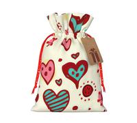zkyfll Colorful Heart Pattern print Christmas Drawstring Gift Bags Xmas Holiday Party Favor Candy Treats Presents