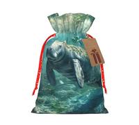 zkyfll Crazy Save Manatee print Christmas Drawstring Gift Bags Xmas Holiday Party Favor Candy Treats Presents