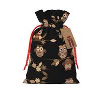 zkyfll Cute Brown Cartoon Owls Christmas Drawstring Gifts Bags Xmas Gifts Bags birthdays Party gifts-wrapping