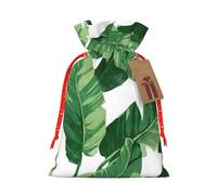 zkyfll Cute green palm leaves print Christmas Drawstring Gift Bags Xmas Holiday Party Favor Candy Treats Presents