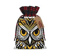 zkyfll Cute Owl pattern print Christmas Drawstring Gifts Bags Color matching gifts bag birthdays gifts-wrapping
