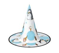 zkyfll Cute Penguins print Halloween headwear Halloween Decorations Witch Hat Wizard Hat Costume Accessory