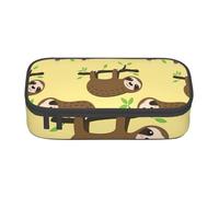 Zkyfll Cute sloths on yellow lemons print Large Capacity Pencil Case Pouch Organizer Portable Bag Makeup Bag Cosmetic Bag