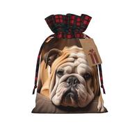 zkyfll English Bulldogs print Christmas Drawstring Gift Bags Xmas Holiday Party Candy Presents bag,8.3 x 11.8 in