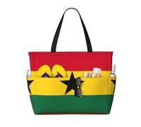 zkyfll Flag of Ghana print Large Waterproof Beach Bag for Women Tote Bag for Travel Vacation fun Travel Bag