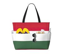 zkyfll Flag of Hungary print Large Waterproof Beach Bag for Women Tote Bag for Travel Vacation fun Travel Bag