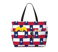 zkyfll Flag of Texas print Large Waterproof Beach Bag for Women Tote Bag for Travel Vacation fun Travel Bag