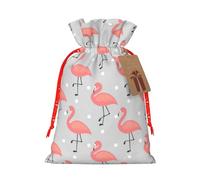zkyfll Flamingo print Christmas Drawstring Gift Bags Xmas Holiday Party Favor Candy Treats Presents