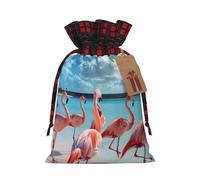 zkyfll Flock of Pink Flamingos on The Beach print Christmas Drawstring Gifts Bags Color matching gifts bag birthdays gifts-wrapping