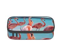 Zkyfll Flock of Pink Flamingos on The Beach print Large Capacity Pencil Case Pouch Organizer Portable Bag Makeup Bag Cosmetic Bag
