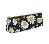 zkyfll Floral Daisies pattern print personalized Pencil Case Leather Pencil Pouch Stationery Organizer Makeup Bag