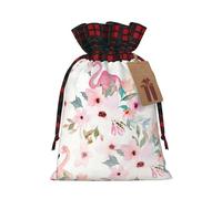 zkyfll Floral with Flamingo print Christmas Drawstring Gift Bags Xmas Holiday Party Candy Presents bag,8.3 x 11.8 in