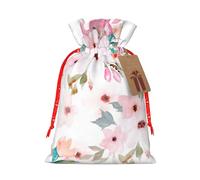 zkyfll Floral with Flamingo print Christmas Drawstring Gift Bags Xmas Holiday Party Favor Candy Treats Presents