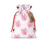 zkyfll Funny Pink Pig Face print Christmas Drawstring Gift Bags Xmas Holiday Party Favor Candy Treats Presents